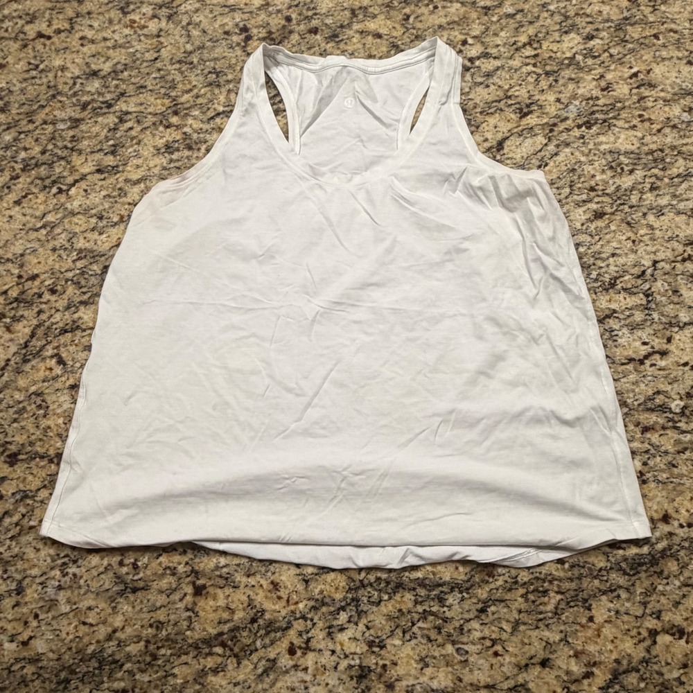 Lululemon Womens White Racerback Tank Top Scoop Neck Athletic Yoga Shirt 10 ws